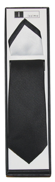 ITH010 Black/White Issimo  Tie & Hank Box Set